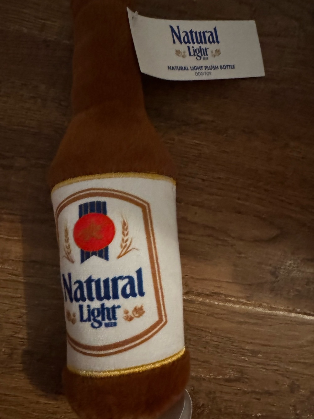Natural Light Beer Bottle Dog Toy L NEW has a giggle stick type tube inside